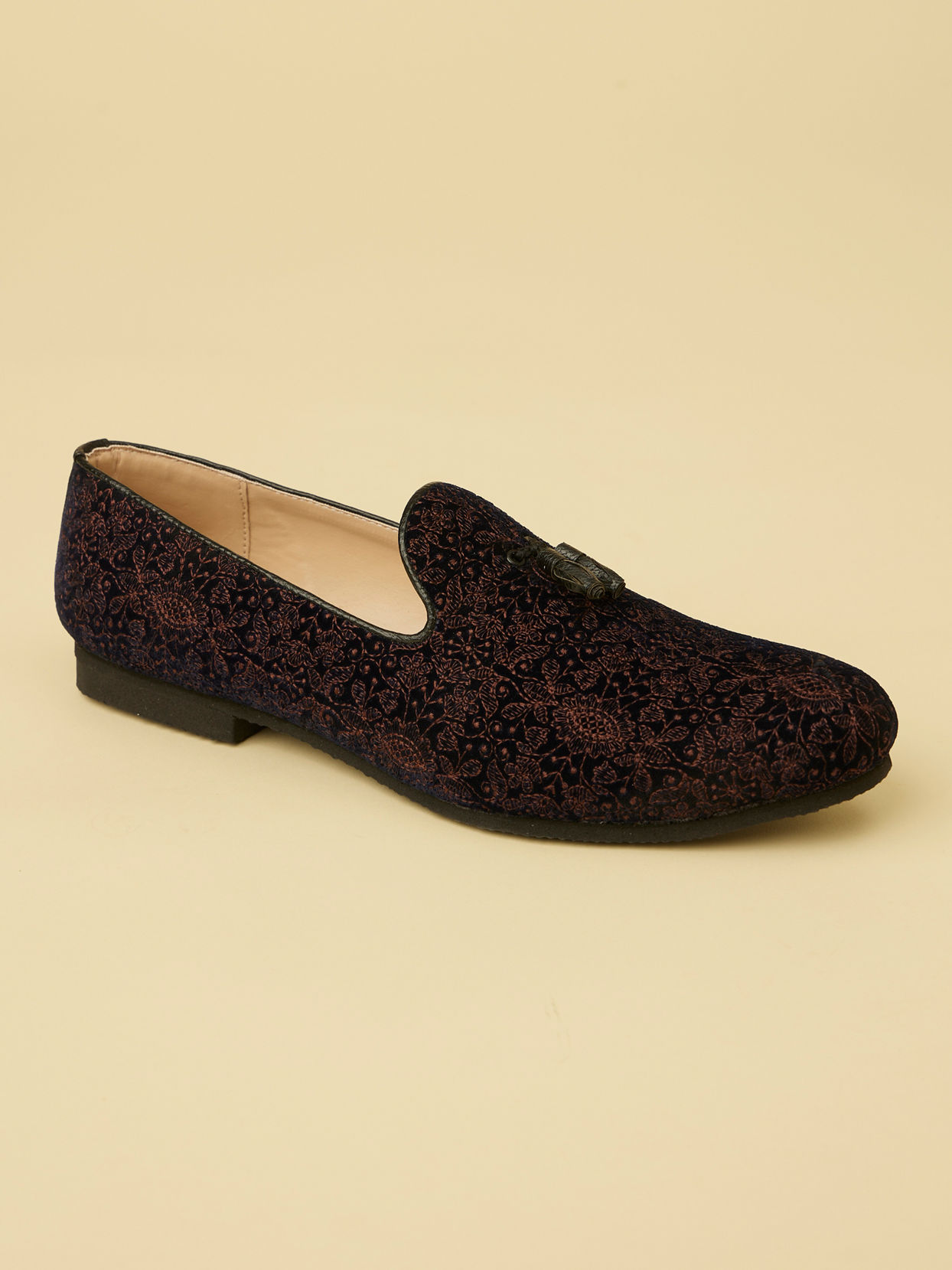 Midnight Blue Tassel Trim Loafer Style Jutis image number 2